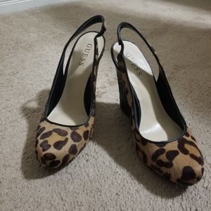 Guess Wedge Leopard Closed Toe Shoes